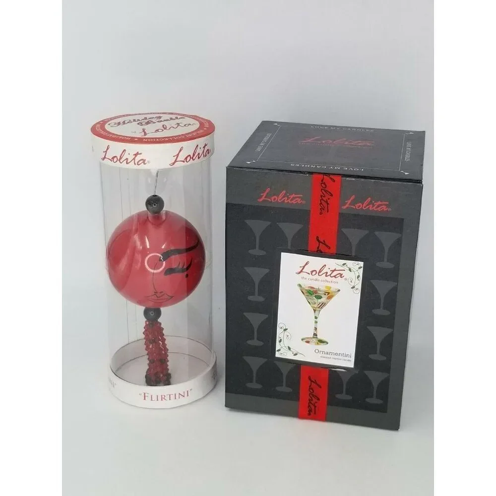 Lolita Handpainted Martini Glass 7 OZ Candle Ornament Flirtini Holiday New Lot 2